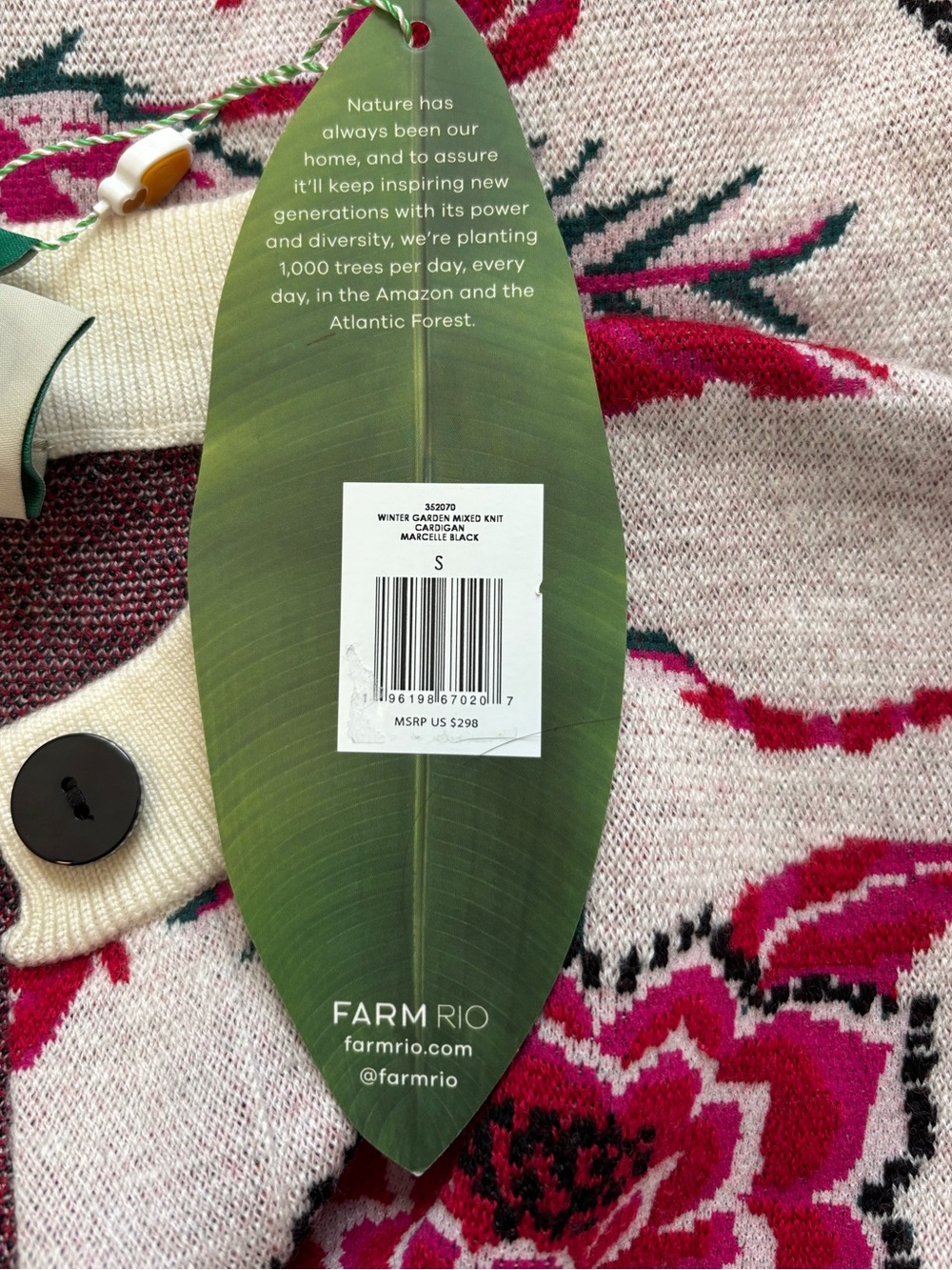 FARM Rio Winter Garden Mixed Knit Cardigan in Marcelle Black Size S. NWT - Picture 10 of 15